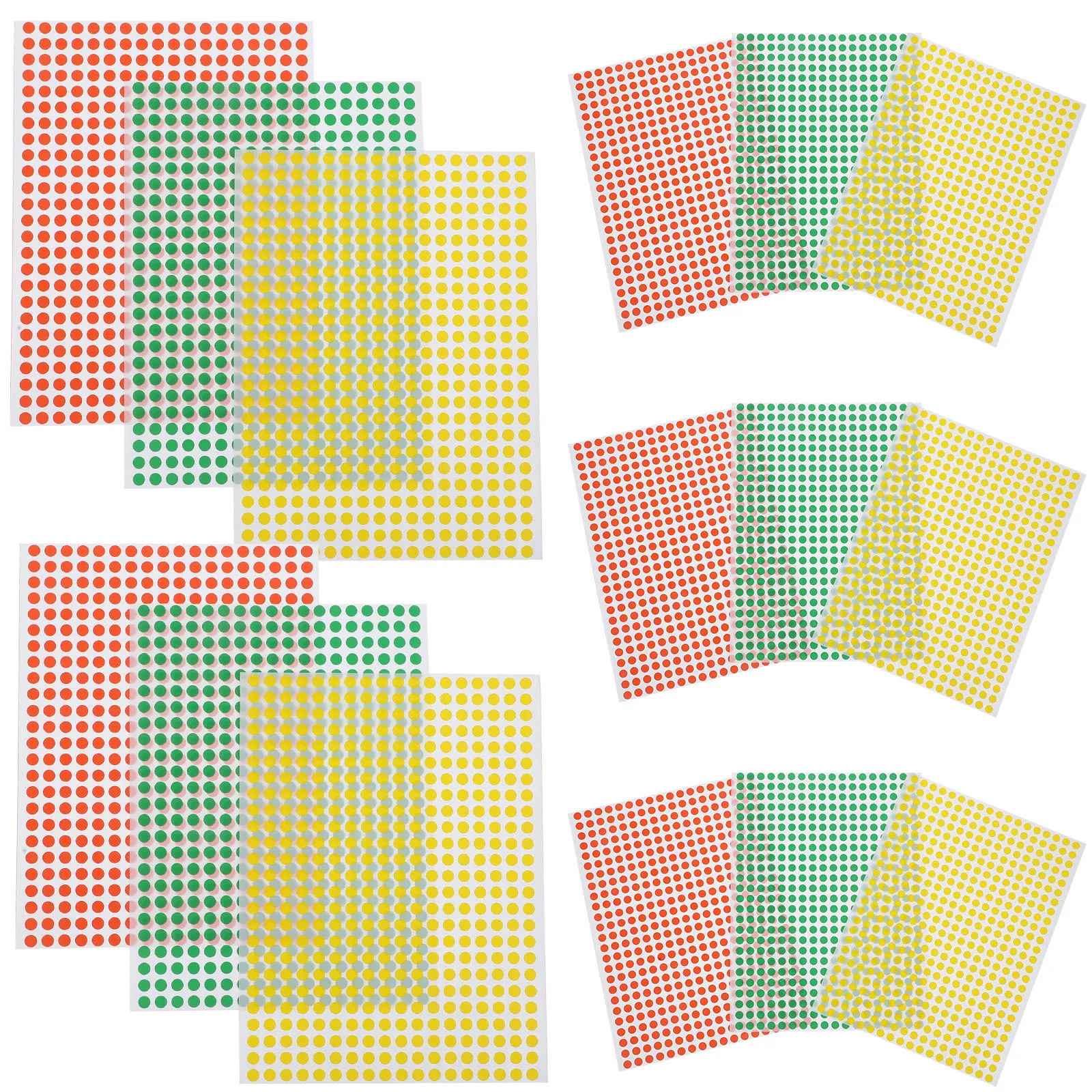 15 Sheets Color Dot Stickers Round Label Sticker Classification Sticker Home School Office Label Colored Round Dots