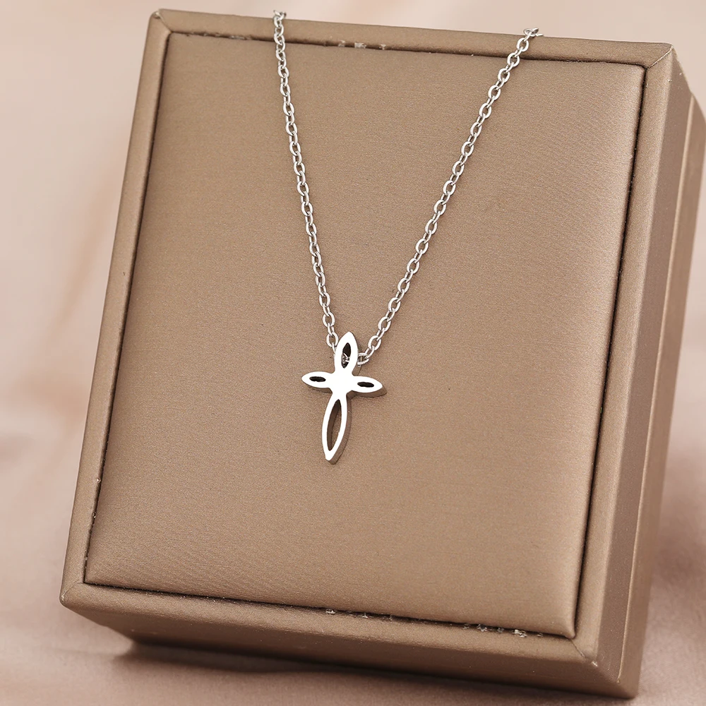 Stainless Steel Necklaces Vintage Cross Boho Pendants Chains Choker Fashion Necklace For Women Jewelry Party Gifts One Piece NEW