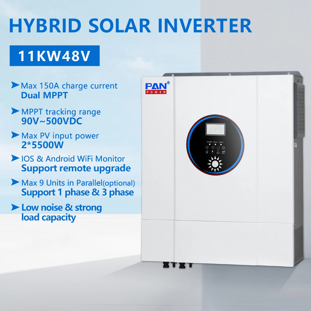 New Arrival 48v 11kw Hybrid Solar Inverter with Extended Parallel Function for Home Systems
