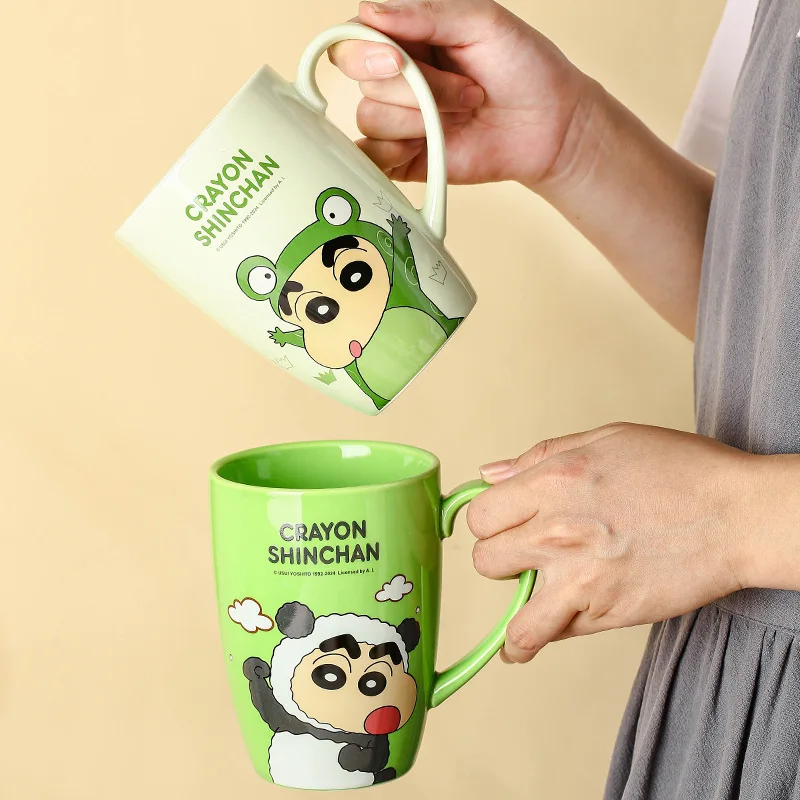 520Ml Banda Crayon Shin Chans Cartoon Large Capacity Ceramic Mug Kawaii Home Breakfast Milk Cup Cute Couple Water Cup