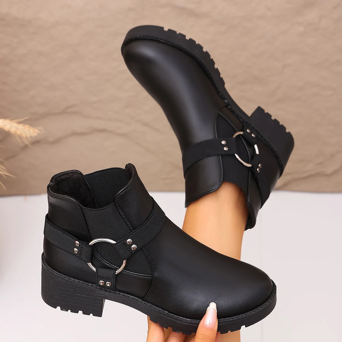 Modische Neue Elegante Dickbesohlte Sport-Kurzschuhe Winter-Bestseller Runde Zehenkappe Bequeme/Sexy Arbeits- und Freizeitstiefel für Damen – Detail 4