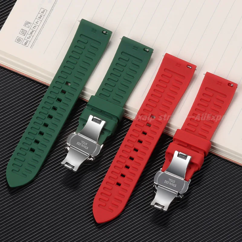 Silicone Strap 18mm 19mm 20mm 21mm 22mm 24mm Sports Watch Band for Omega Bracelet Butterfly Buckle Universal Watchband for Rolex