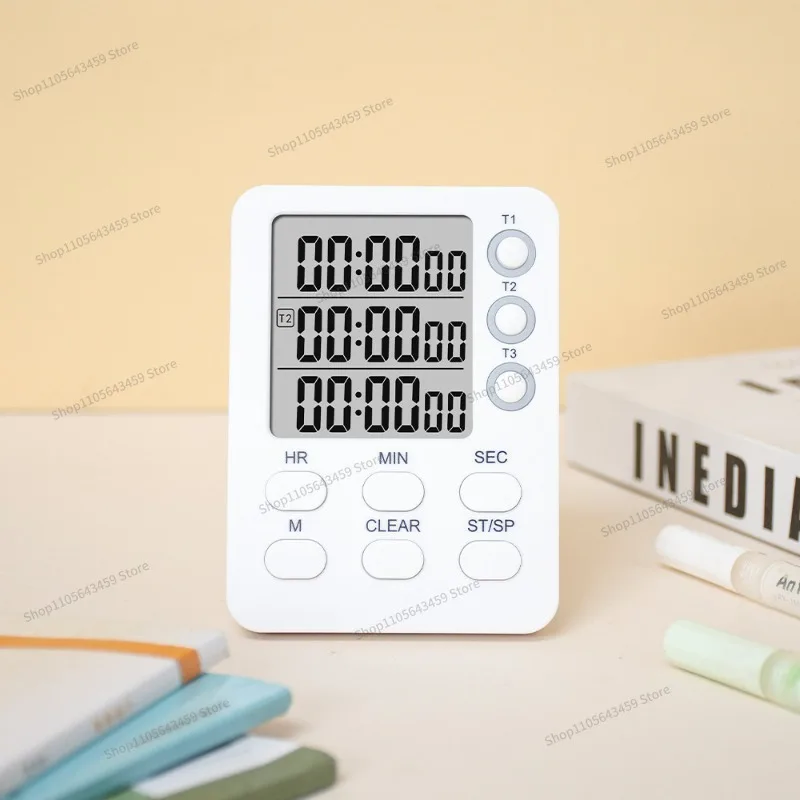 Three-channel timer, kitchen cooking reminder, study time manager, mute large display timer