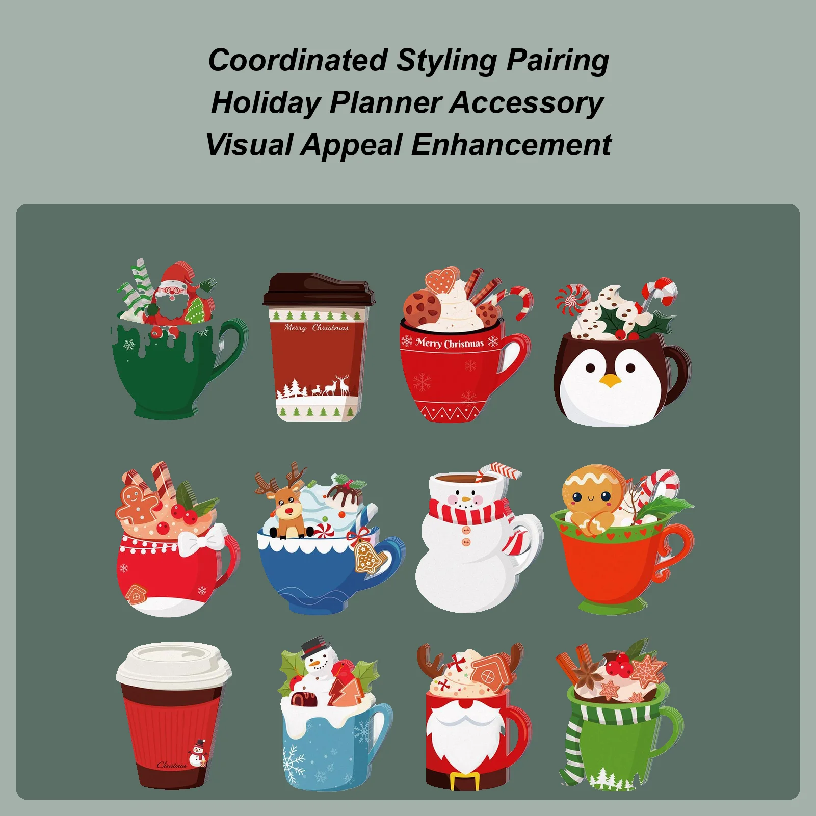 

Рождественская чайная чашка, набор липких заметок, снеговик, олень, тематическая чашка Санта-Клауса, липкие заметки для дошкольного класса