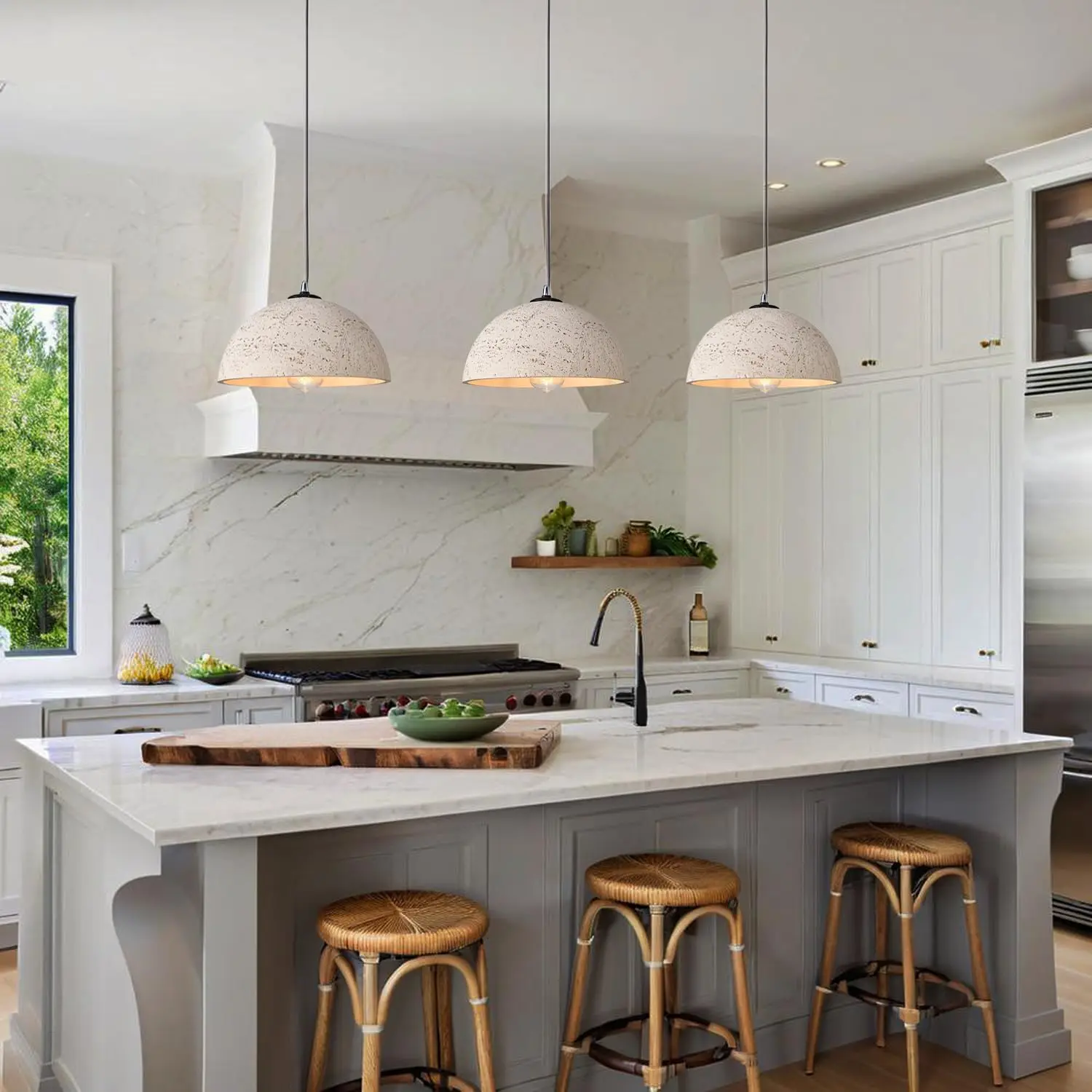 30cm Nordic Marble Mushroom Pendant Lamp Japanese Wabi Sabi Cave Stone Hanging Lights Dining Room Kitchen Island E27 Neon Lights