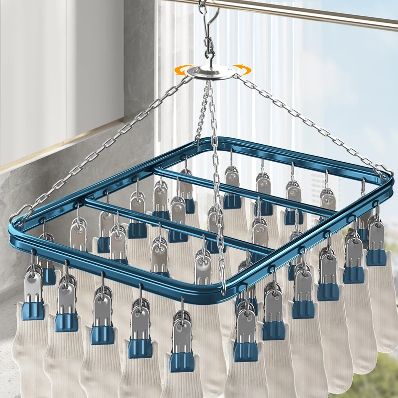 

Aluminum alloy drying socks multi-clip balcony drying rack