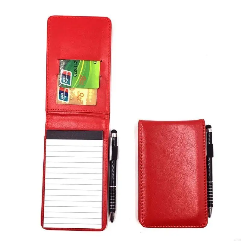 M5TB Mini Pocket Notepad Soporter Conjunto con ranuras bolígrafo Paper forrado grueso Notebook para Conferencia