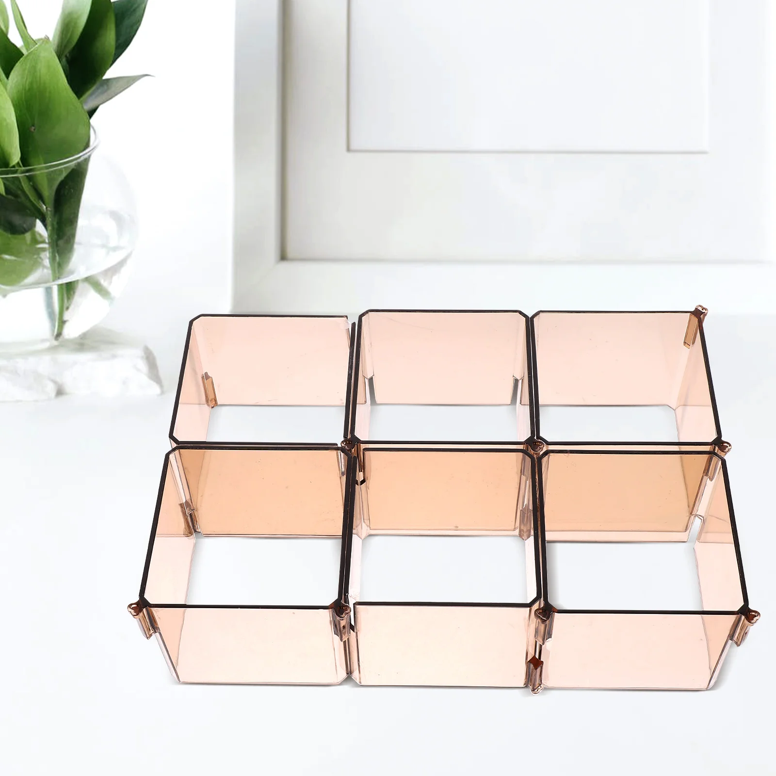 

6 Pcs Tea Color Storage Partition Board Drawer Dividers Free Combo ganizer Plastic Honeycomb Underwear Socks Separator Box Space