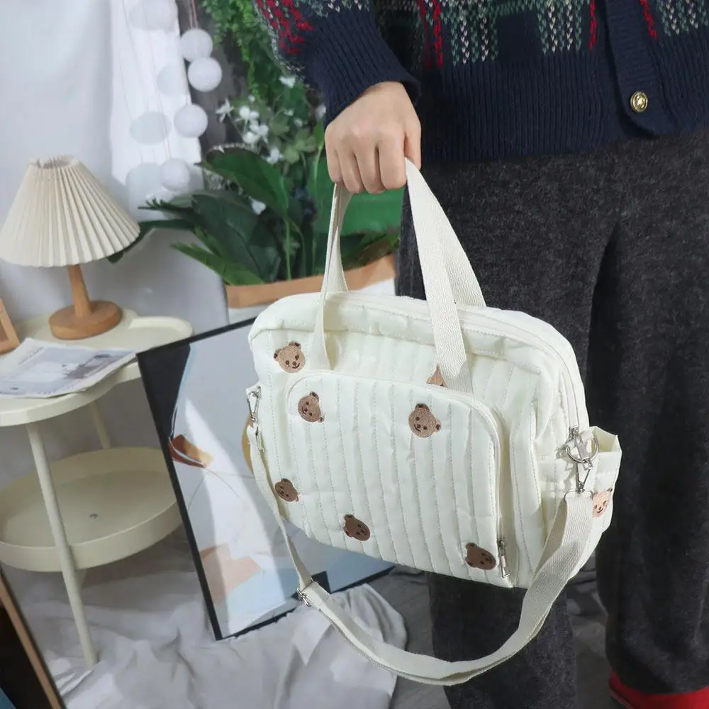 حقيبة مومياء بسيطة على الطراز الكوري على شكل زهرة متعددة الجيوب حقيبة كتف مفردة خفيفة الوزن منظم حفاضات الأطفال للأمهات #1