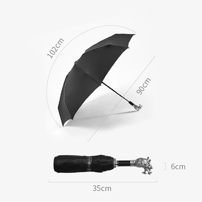 Retro Creative Folding Umbrella Luxury Chinese Zodiac Parasol UV Wind Resistant Umbrella Black Women\'s Rain Umbrellas Gift Ideas