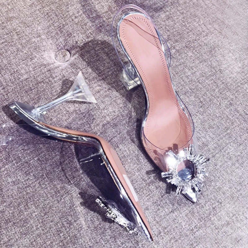 2025 Star style Green Blue Soft PVC Women Sandals Fashion Crystal Heeled Slingbacks Summer Shoes High heels Wedding Bride Shoes