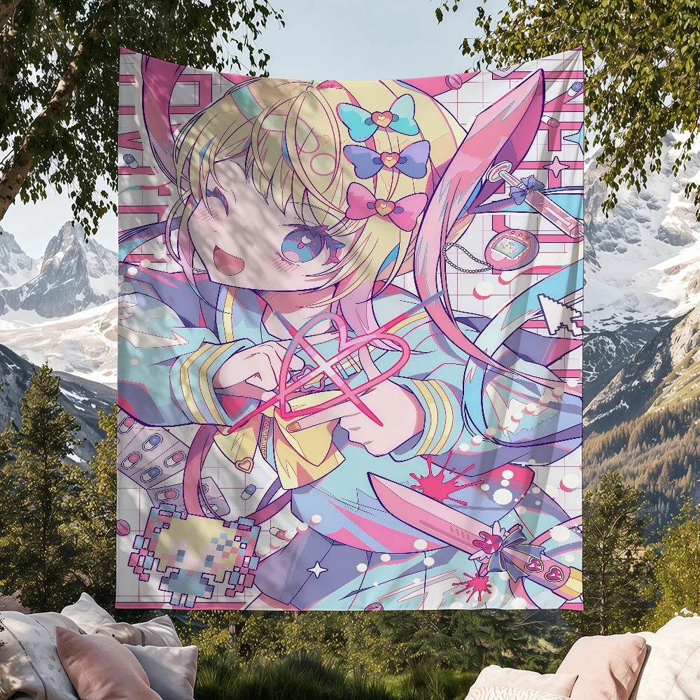 Cyber Yandere Girl Tapestry Y2K flag Tapestries Outdoor Parties Wall Decor Camping Bedrooms Living Rooms Dorms Gifts