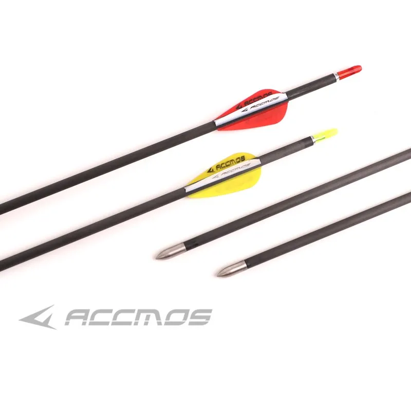 Pure Carbon Arrow for Recurve Bow or Compound Bow Shooting, Spine300, 350, 400, 500, 600, 700, 800, 900, 1000, ID4.2mm, 6-12 Pcs