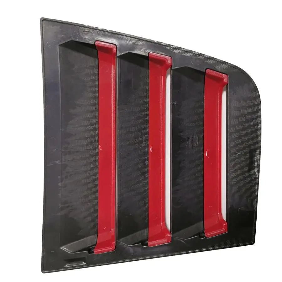 Carbon Look & Red Rear Side Window Louver Cover Trim For Dodge Charger 2011-2021