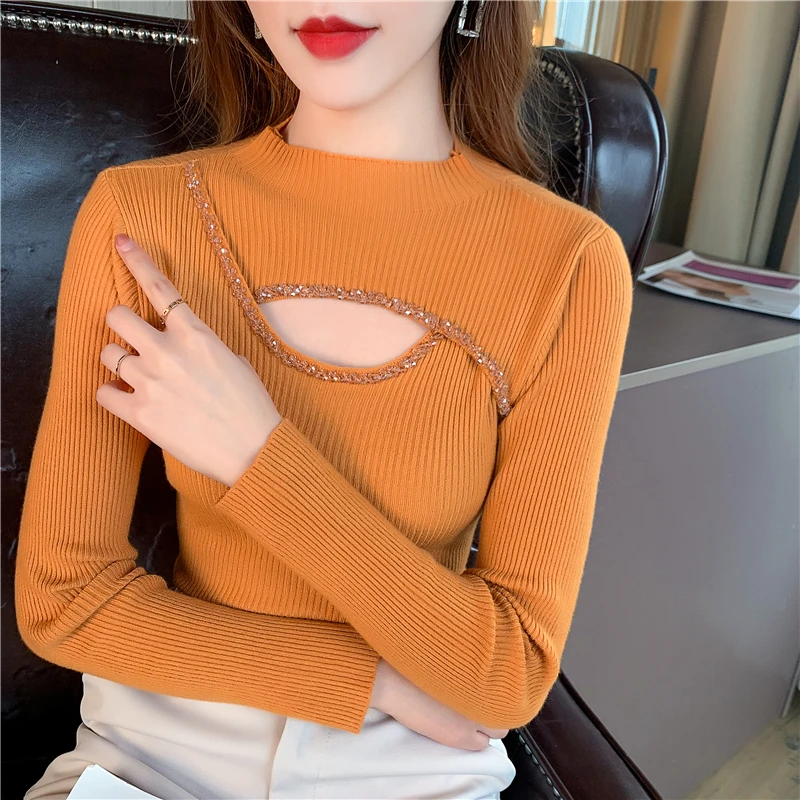 

Ladies Asymmetric Pullover Sweater Women Clothing Girls Autumn Casual Nice Knitwear Female Woman OL Sweaters Py2641