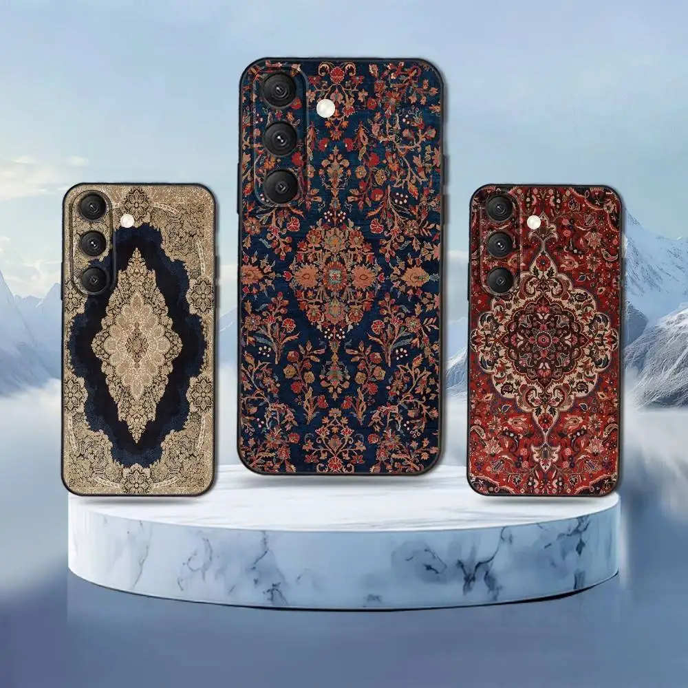 

Persian Carpet Floral Phone Case For Samsung Galaxy S25,S24,S21,S22,S23,S30,Ultra,S20,Plus,Fe,Lite,Note,10,9,5G Black Cover