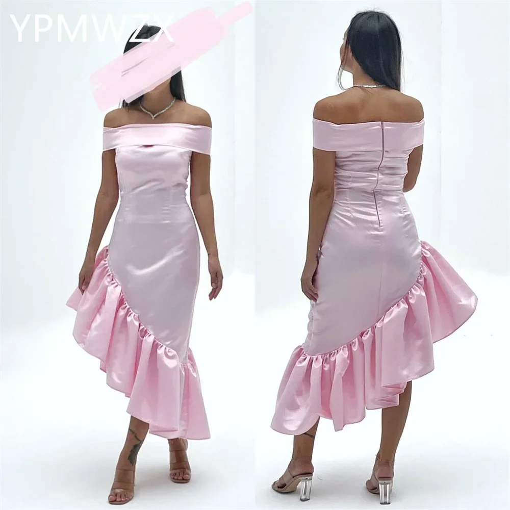 

Customized Evening Dress Party Occasion Women Prom Gown YPMWZX Off-the-shoulder Mermaid Ankle Length Skirts Draped Bespoke Occas