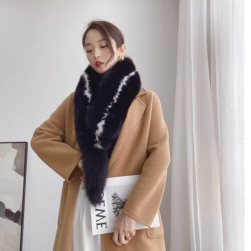 2022 New Luxury Genuinr Fox Fur Scarf Real Fox Skin Scarf Big Size Natural Fox Fur Shawl Winter Women Stole Free Shipping