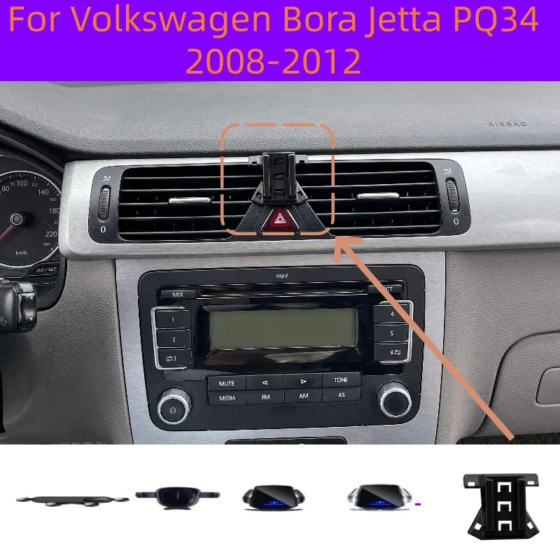 Soporte para Teléfono Móvil con Carga Inalámbrica por Gravedad para Volkswagen Bora Jetta PQ34 2008 2009 2010 2011 2012, Base para Accesorios de Auto