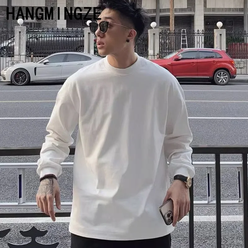 High Quality 100% Cotton Oversize Men Women T-shirt Long Sleeves Solid Color  T Shirt For Male Female Tops Daily Unisex Clothing