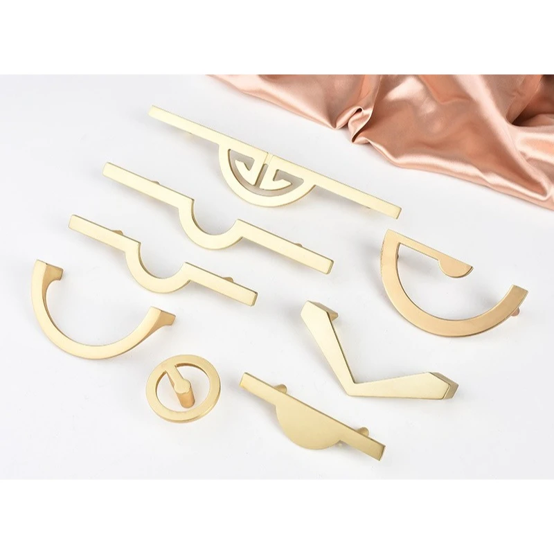 

Handle zinc alloy copper brushed color double hole handle cabinet drawer cabinet door semi-circular small handle