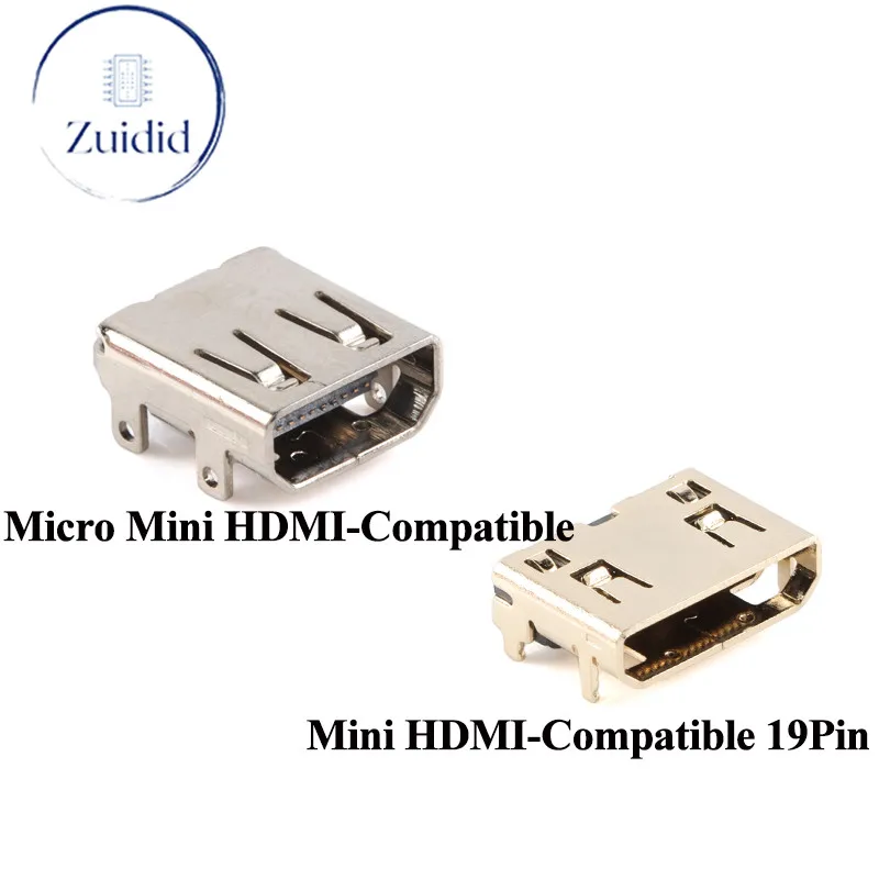 5-10pcs Micro Mini HDMI-Compatible Female Jack/Plug Socket USB Connector Type C D 19PIN Horizontal SMD for HD Display Interface