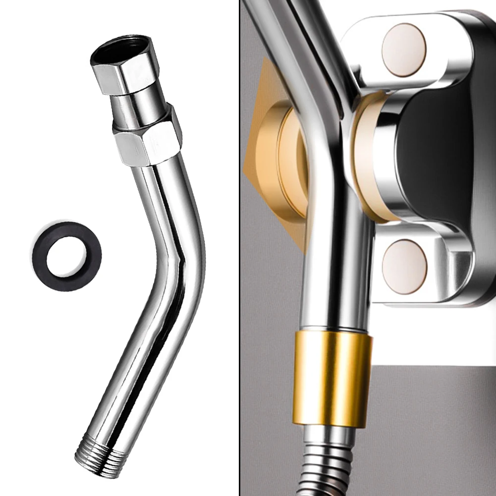 8 Inch Shower Head Extension Wall-mounted 304 Stainless Steel Shower Arm Extension Tube Hose G1/2 Connections 135° Elbow