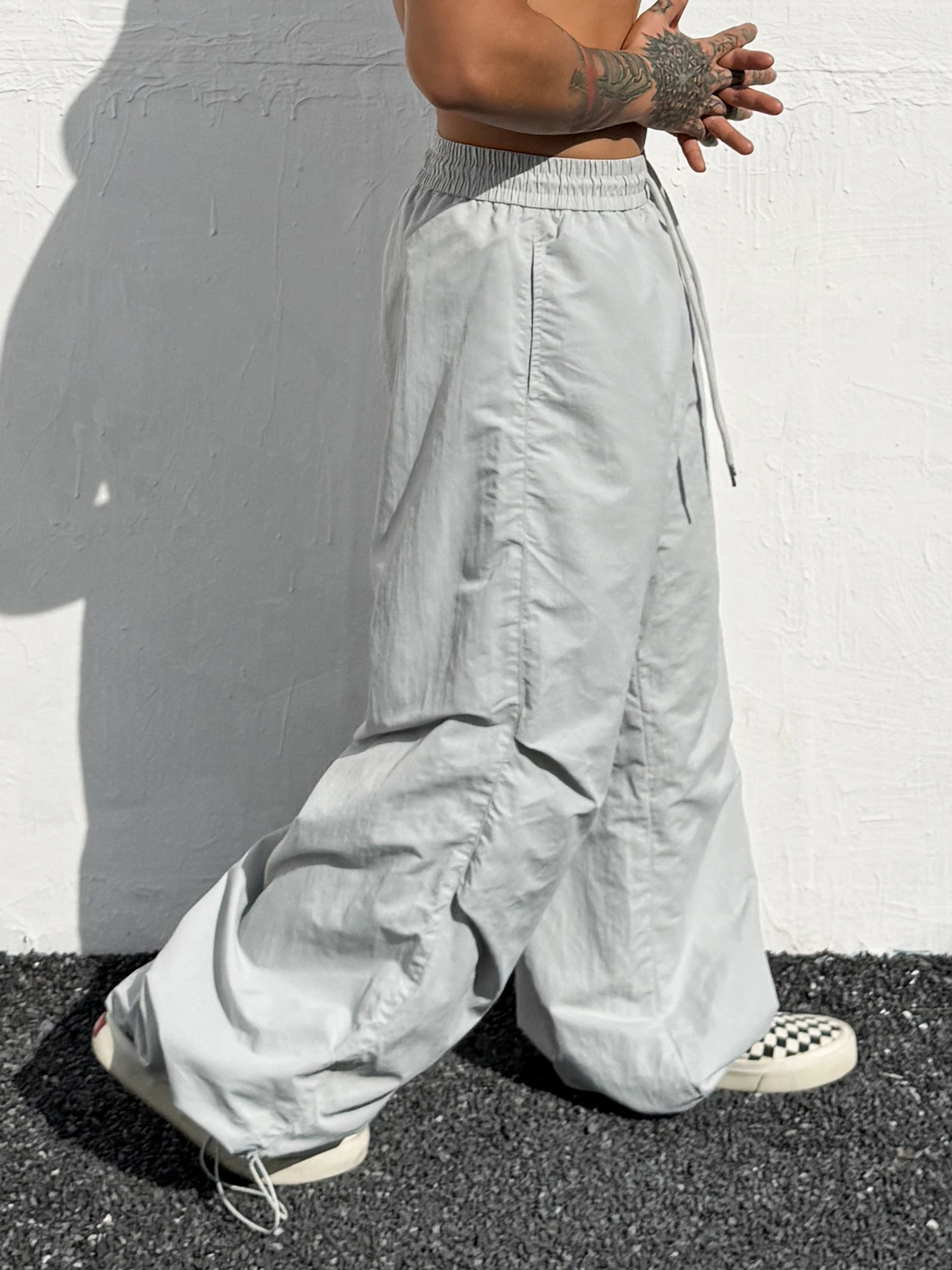 

Trendy American Style Men's Fleece Lined Wide Leg Pants Winter Warm Drapey Cuffed Straight Casual Trousers Polyester Fiber