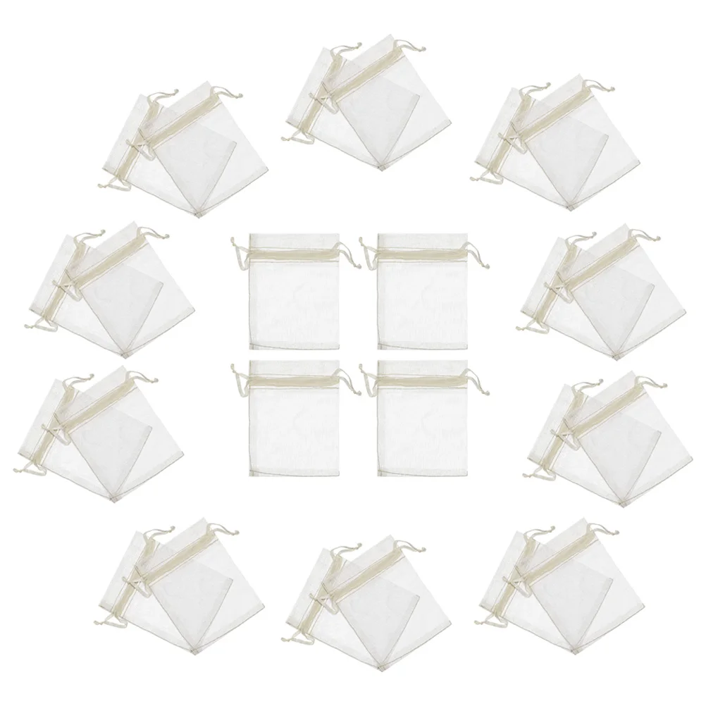 

100pcs Drawstring Mesh Organza Bags Small Jewelry Pouch Gift Favor Party Supplies Candy Storage Wedding Trinket Bag