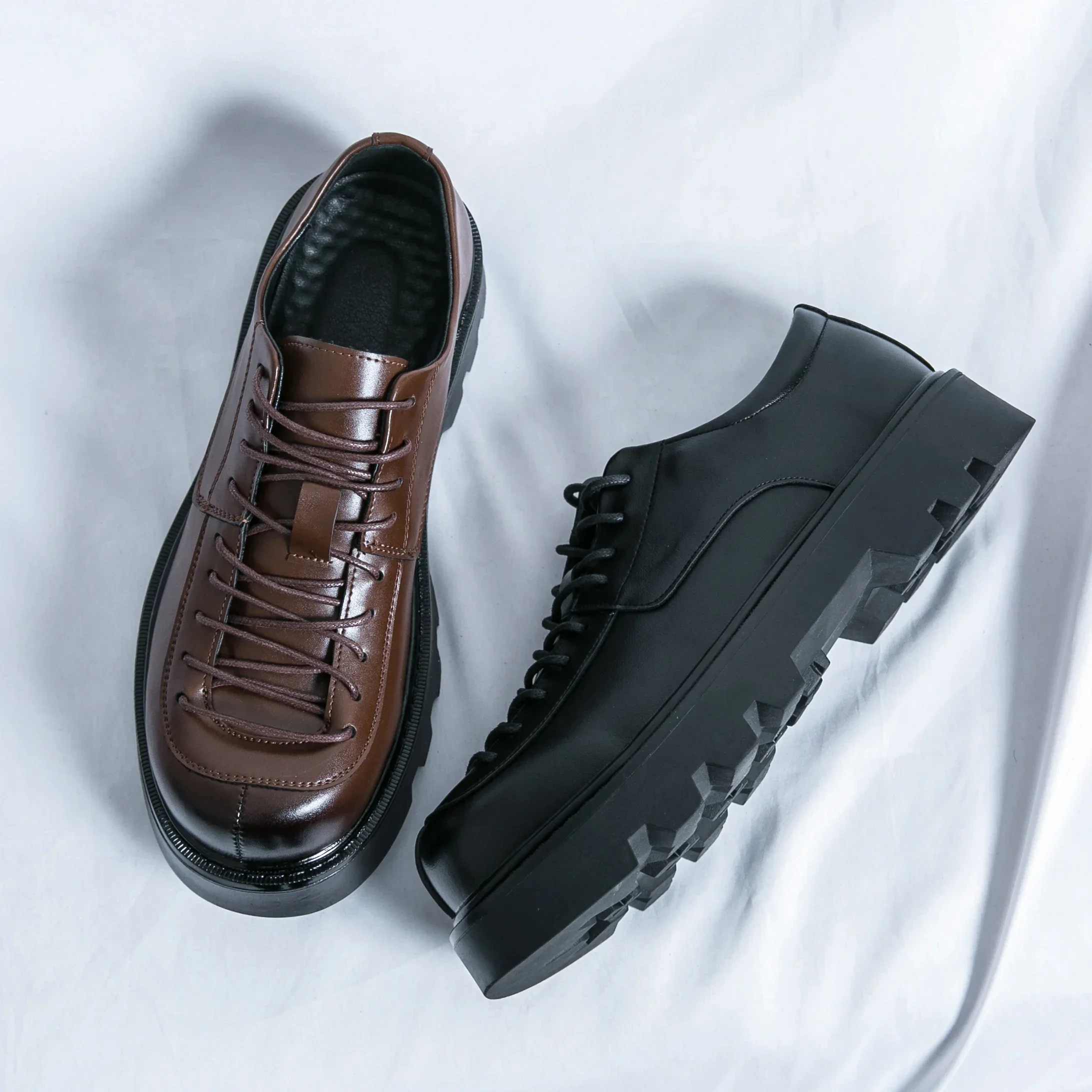 2024 New Fashion Original Design Leather Shoes Round-toe Dress Shoes Thick Bottom Formal Business Black Oxford Manageman