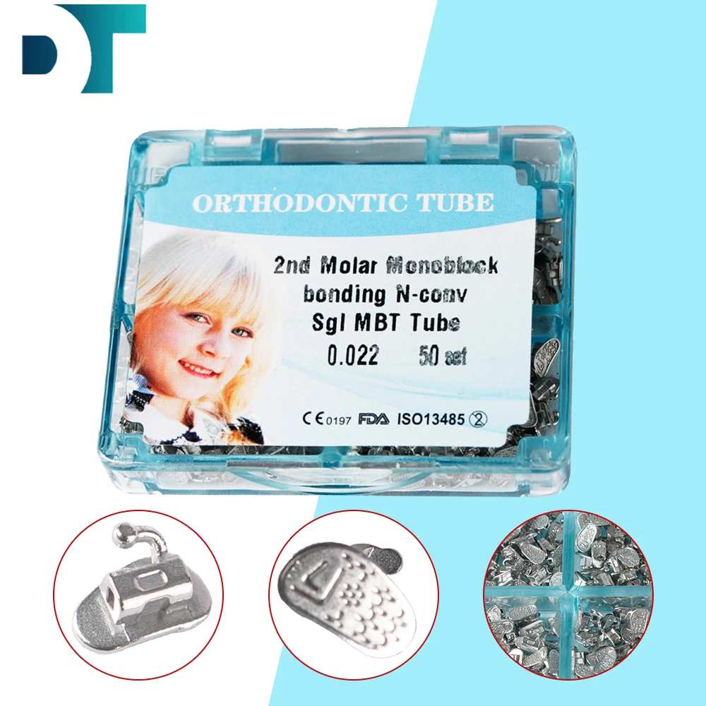 

50Set/200pcs Dental Orthodontic Tube 1st 2nd Molor Monoblock Bonding N-conv Sgl Mbt Tube 022 Dental Material