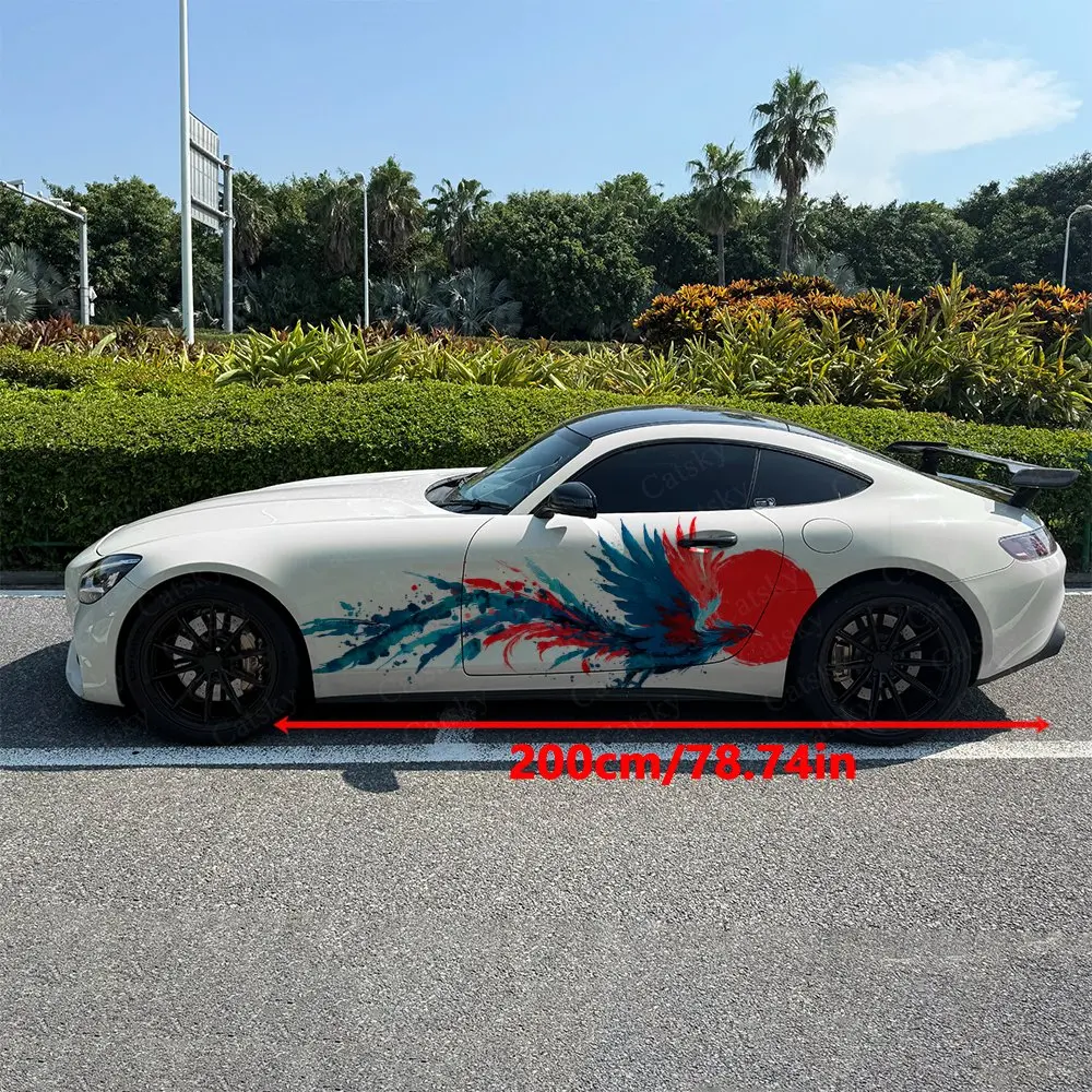 2pcs Colorful Peacock Car Sticker Full Body Decal Decoration Covering Scratches Protect Car Sticker Waterproof Sunscreen
