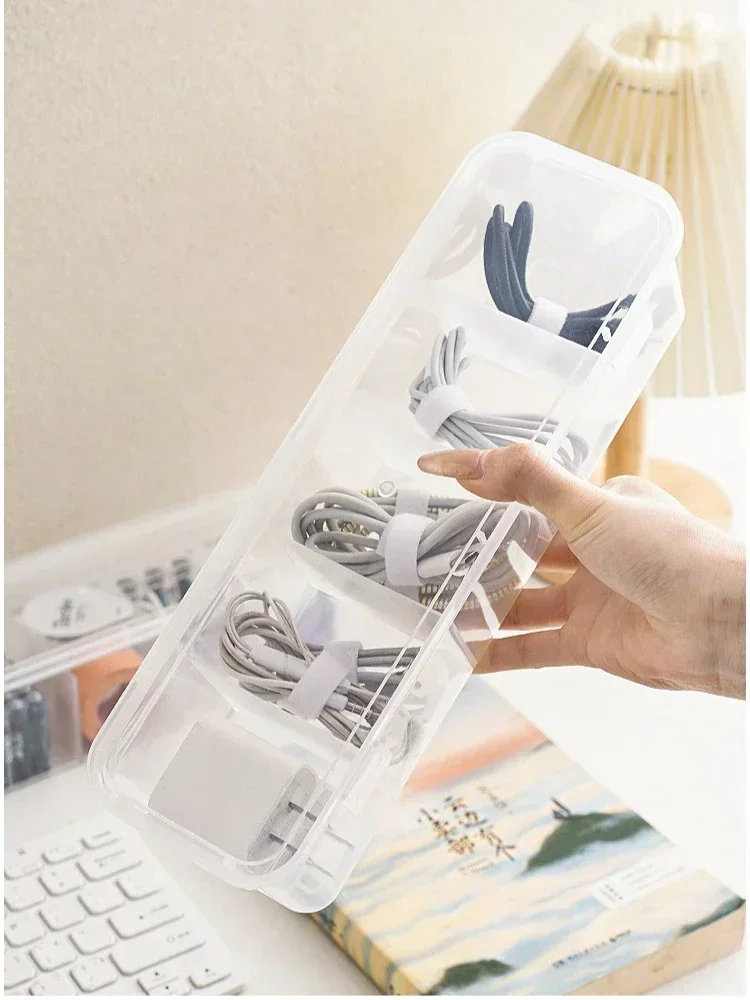 Organizador de cables de datos, caja transparente de clasificación, organizador de tarjetas a prueba de polvo con tapa, caja de colección para oficina y hogar