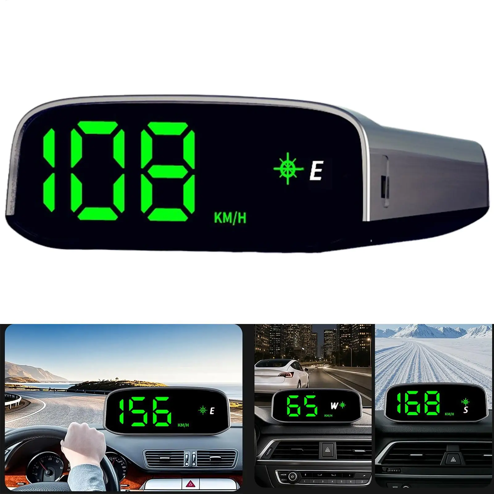 Solar powered HUD head up display  large screen car GPS speedometer  Direction Navigator  Wireless Heads Up Display