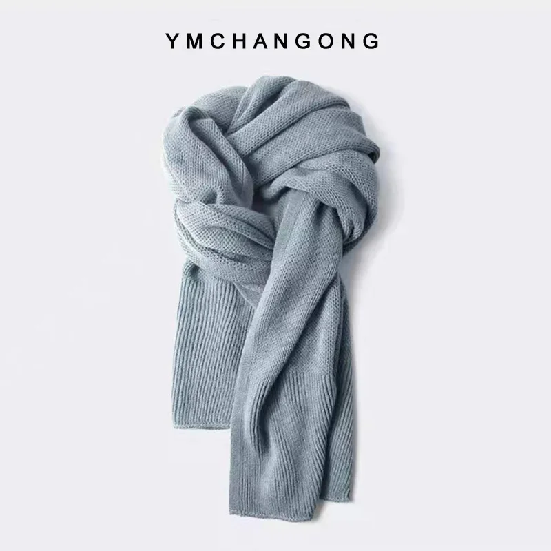 وشاح سترة شتوي طويل جدًا بأكمام سميكة، شال محبوك من الصوف والكشمير للنساء، Lmitation 2022