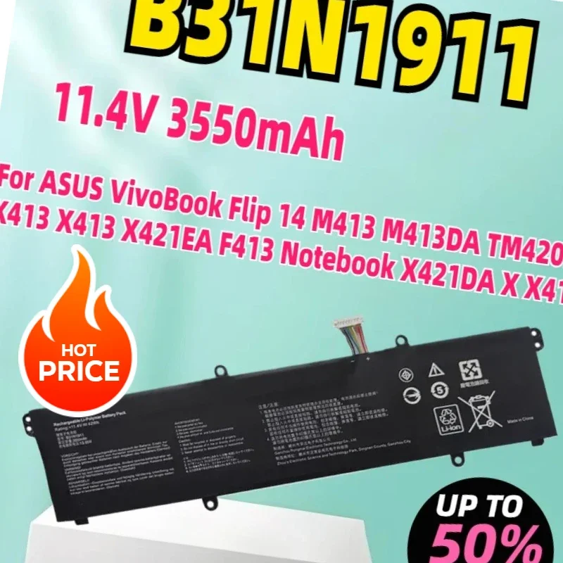 

B31N1911 C31N1911 Laptop Battery For ASUS VivoBook Flip 14 M413 M413DA TM420IA K413 X413 X421EA F413 Notebook X421DA X X413FF