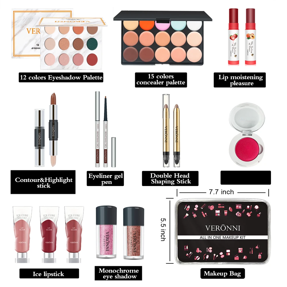 New Makeup Sets Gift Box Suit Lipstick Concealer Eyeshadow Palette Setting Powder Maquiagem Woman Cosmetic Make Up Kit