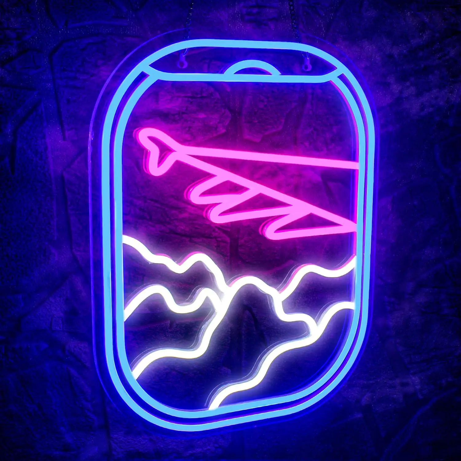

Airplane Window Neon Sign Dimmable Energy-Efficient Night light for Bedroom Office Game Room Decor Airport Wall Draw Art Gifts