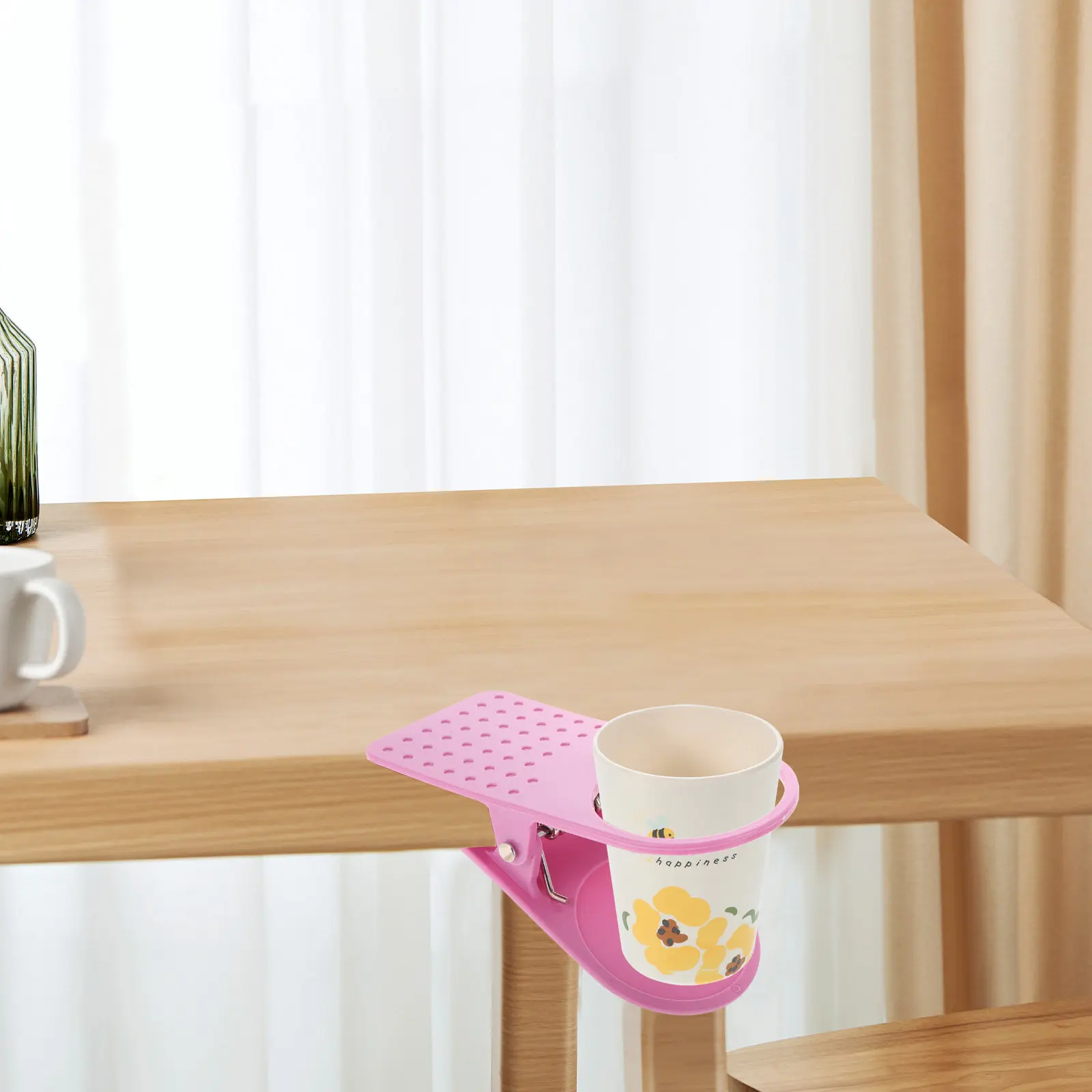 

Table Cup Holder Clamp Plastic Clip on Cup Holder for Standard Cans Glasses Coffee Cups Use in Home Office Fastfood Restaurant