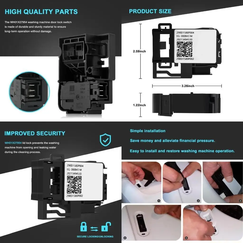 

M5TD Durable WH01X27954 Washer Lid Lock Switches Replacements for Ge HotpointTop Load Washer Washing Machine Repair