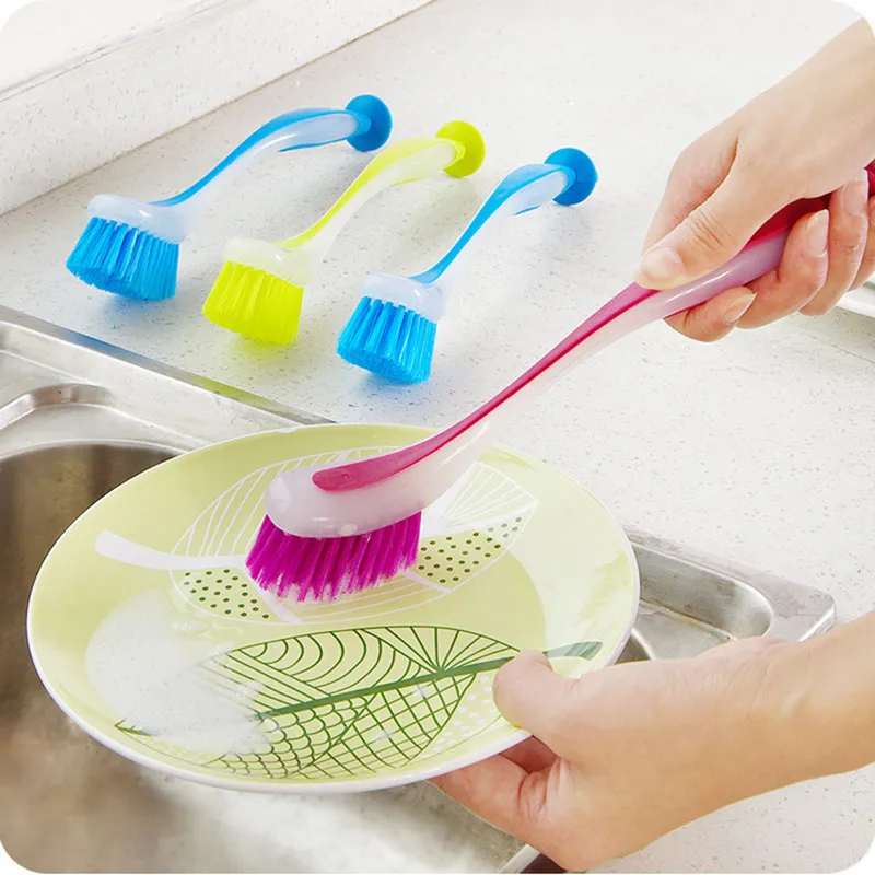 1pc Color Vertical Multifunctional Cleaning Brush Kitchen Dishwashing Brush Pot Brush Washing Brush Sink Cleaning Color Randomly