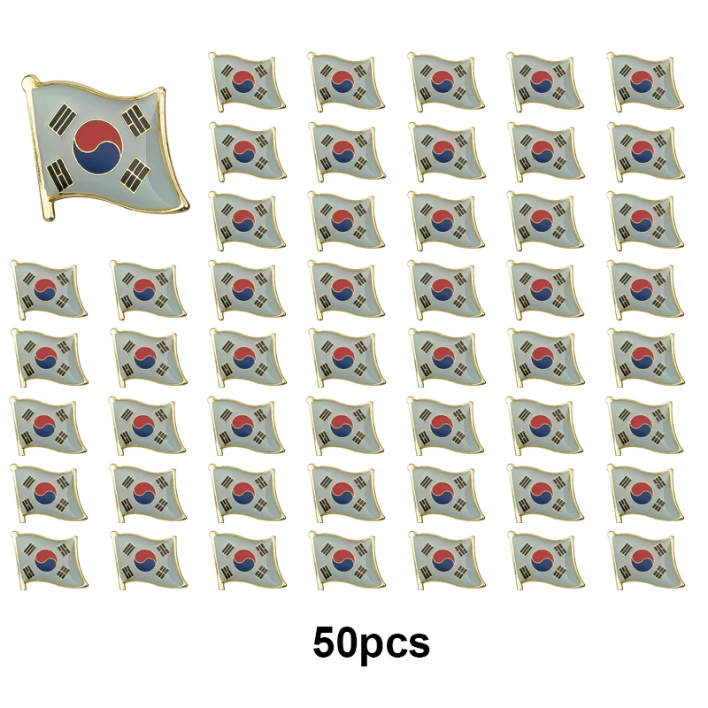 1-3-5-10-50-100 Stück Südkorea Abzeichen Brosche Nationale Anstecknadeln Flaggen-Anstecknadeln Länderflaggen-Abzeichen
