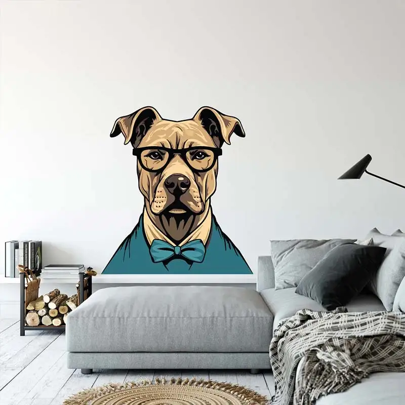 M704 Pitbull Hipster Dog Wall Sticker Removable Room  Home Decoration Decals for Bedroom Kitchen Living Room Walls Decor