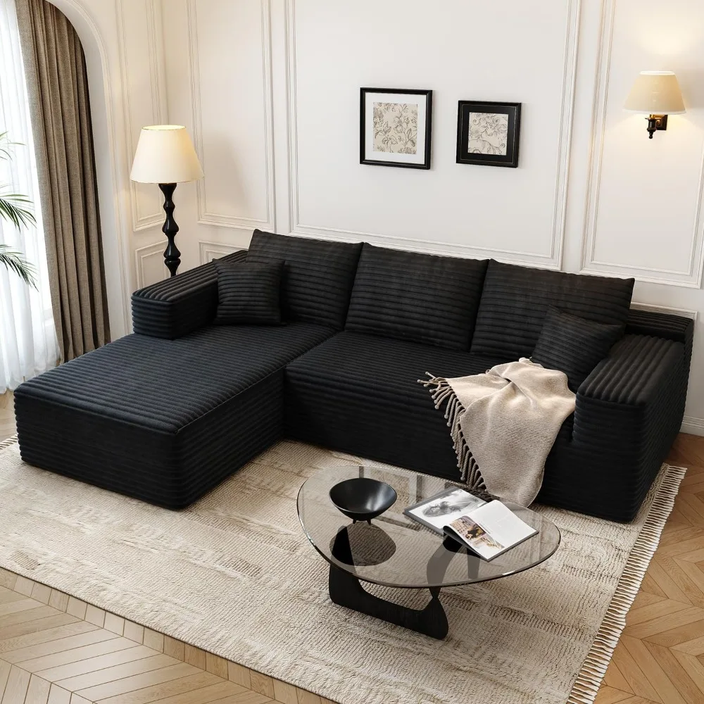 

107.5" Cloud Modular Sectional Sofa Couch with L-Shape Chaise,Modern Minimalist Upholstered Couches for Living Room Bedroom,Deep