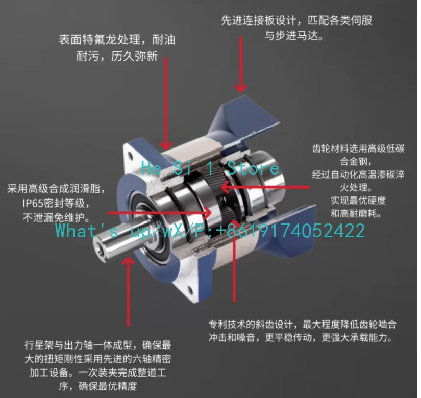 Precision helical gear planetary gear reducer MGF060/090 servo stepper motor with large flange small gear reducer