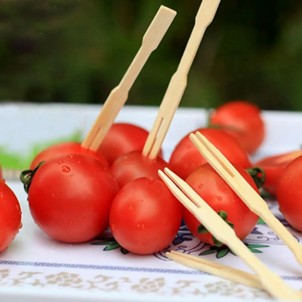 

Forks For Camping Party 100pcs Disposable Bamboo Sticks Barbecue Tools Natural Bamboo Fruit Cake Fork Mini Cocktail