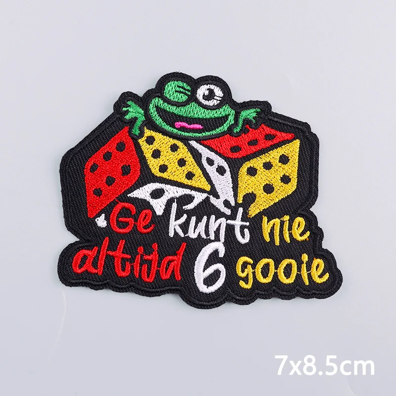 Oeteldonk Carnival Applique Iron‑On Patches On Clothes,Dutch Frog Carnival Embroidery Applique Badges, Funny Local Slogan Patch