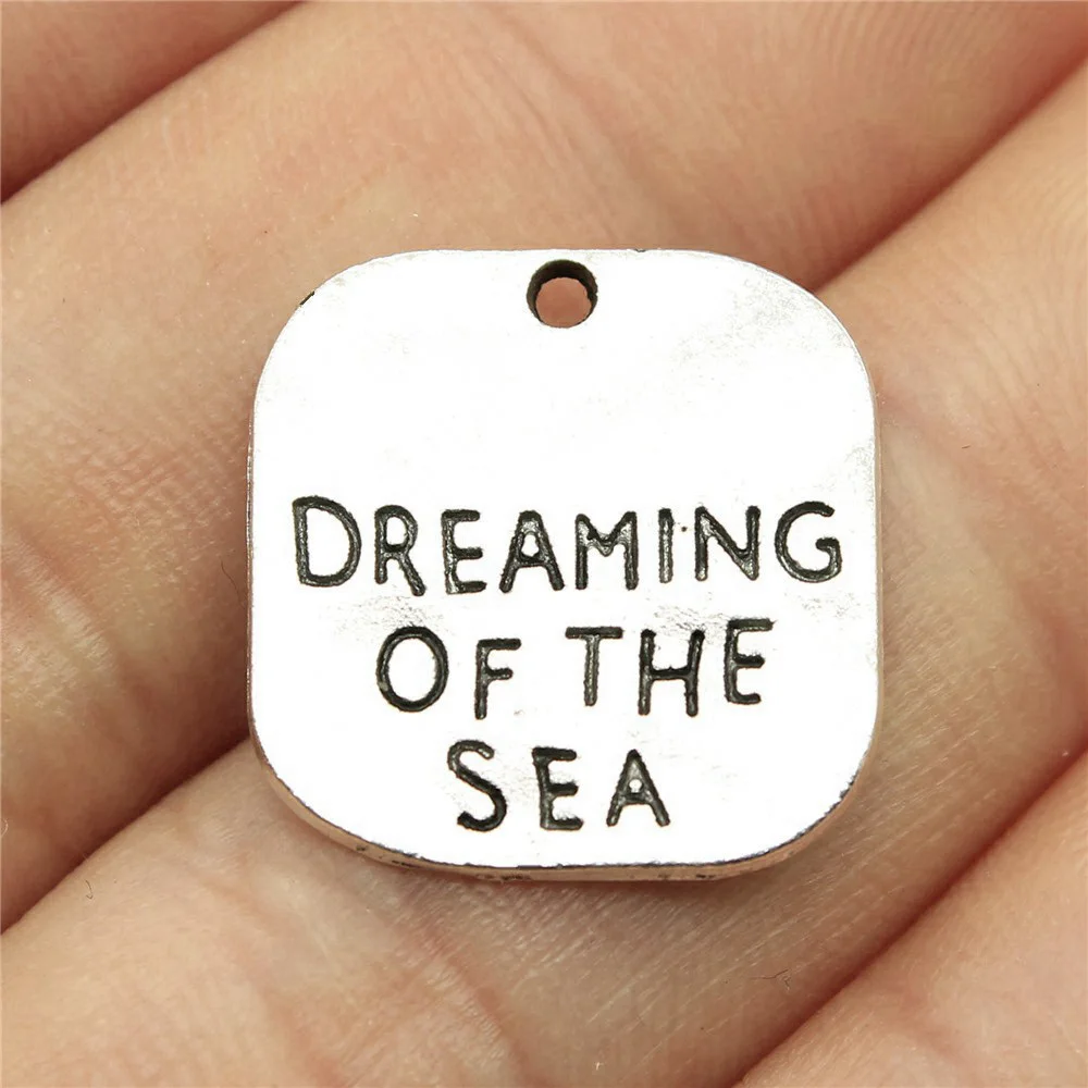 10pcs/lot 19x19mm Dreaming Of The Sea Charms For Jewelry Making Antique Silver Color 0.75x0.75inch