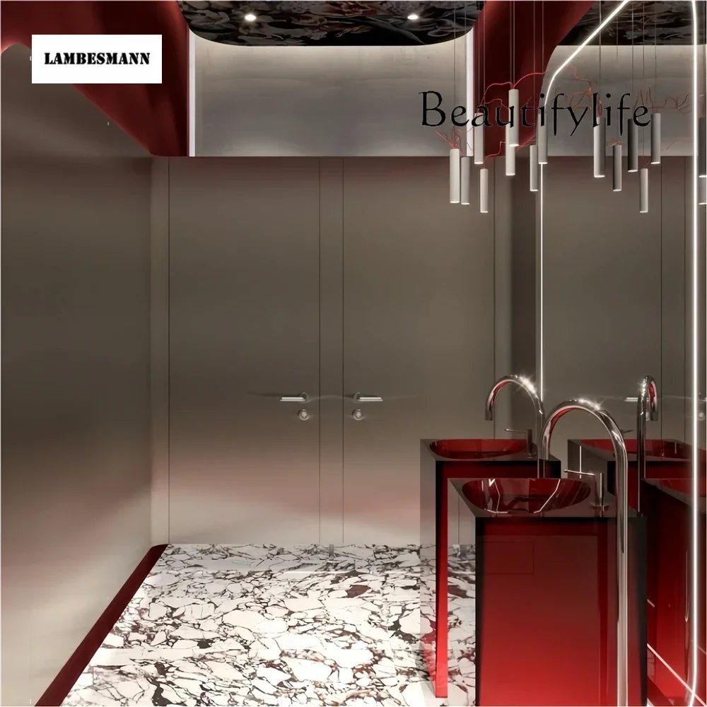 

B FKBurgundy Transparent Resin Small Apartment Floor-to-ceiling Washbasin Washbasin Washbasin Column Basin Bathroom Cabinet