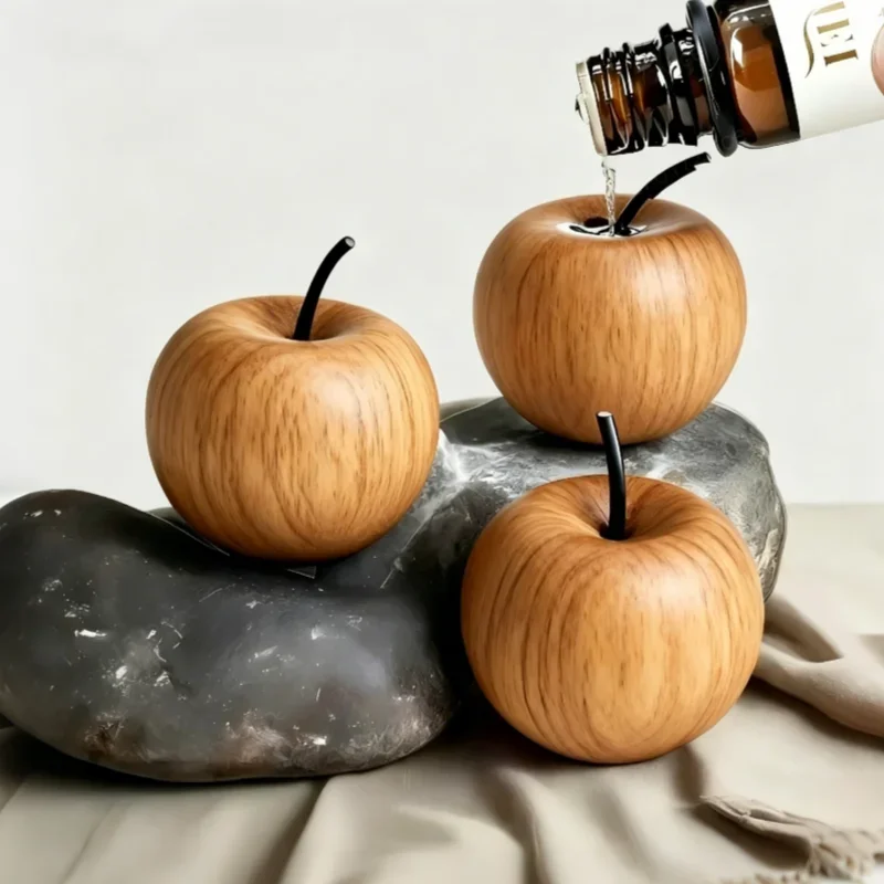 Wooden Apple Essential Oil Diffuser, Car Home Office Tabletop Decor, Relaxing Scent Dispenser Holiday Gift
